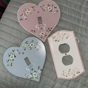 VTG Country Hand Painted Set of 3 Wooden Single Light-Switch Covers & Outlet